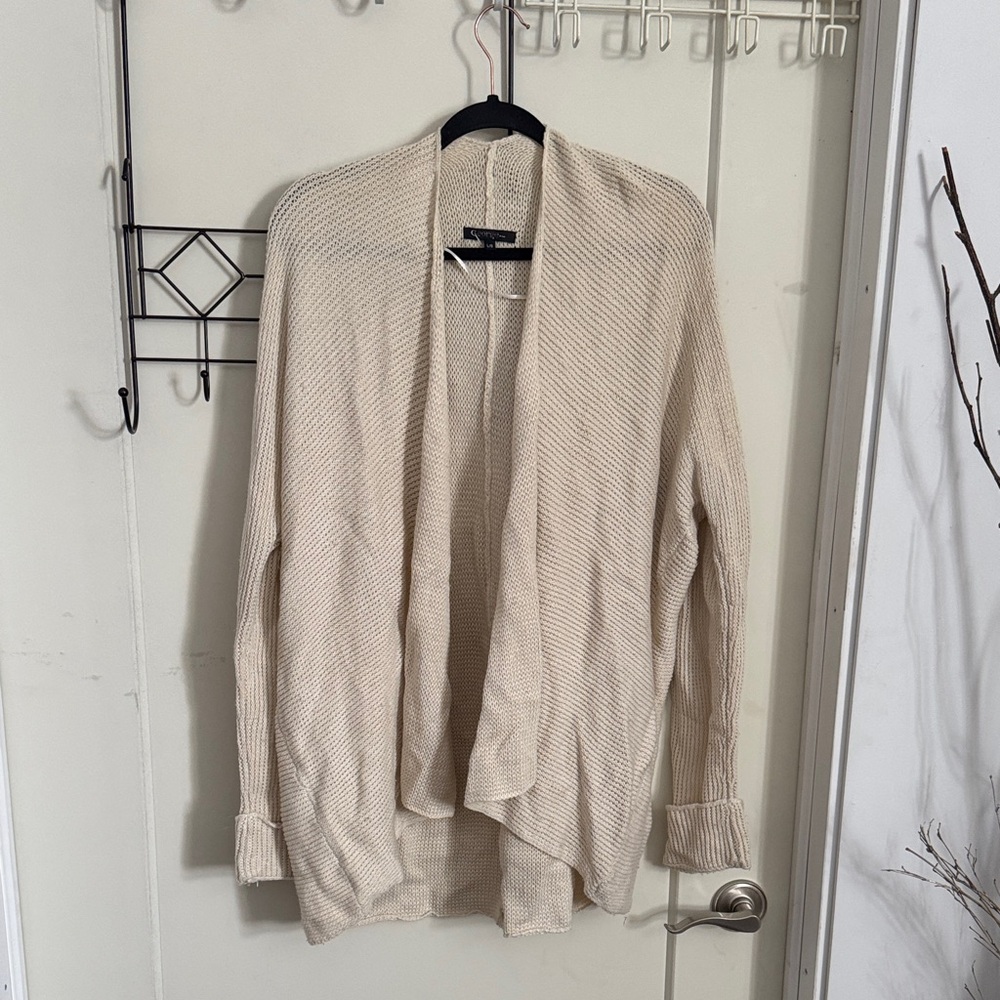 George Beige Open Front Cardigan L